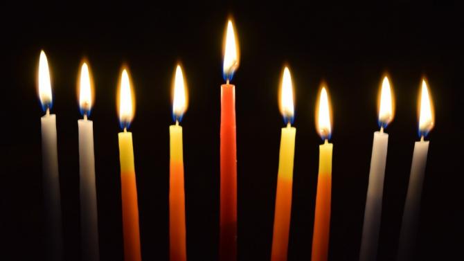 burning hanukkah candles