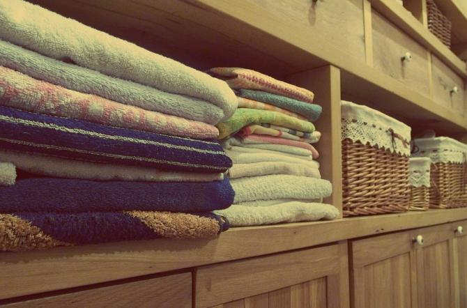 neatly stacked towels