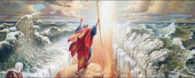 Moses parting the Red Sea