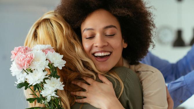 two women embracing