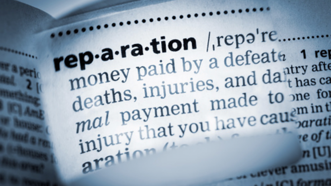 Dictionary page with the definition of the word reparation