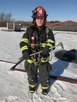 Rabbi Howard Cohen in firefighting gear