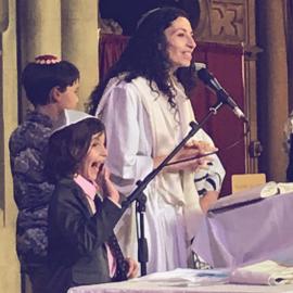 Zachary on the bimah of West End Synagogue