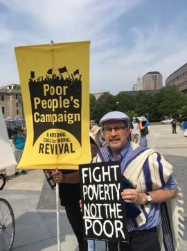 Rabbi Jeremy Schwartz protesting with the Poor People's Campaign