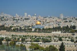 Jerusalem overlook showing Dome of the Rock and Mount of Olives