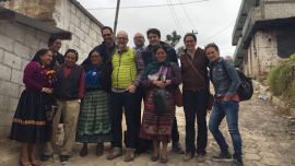 Rabbi Elliott Tepperman in a group of volunteers and Guatamalans during an American Jewish World Service Justice Fellowship mission