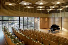 Concert hall with stage and grand piano