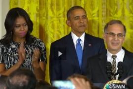 Rabbi Sidney Schwarz at White House with President and Michelle Obama