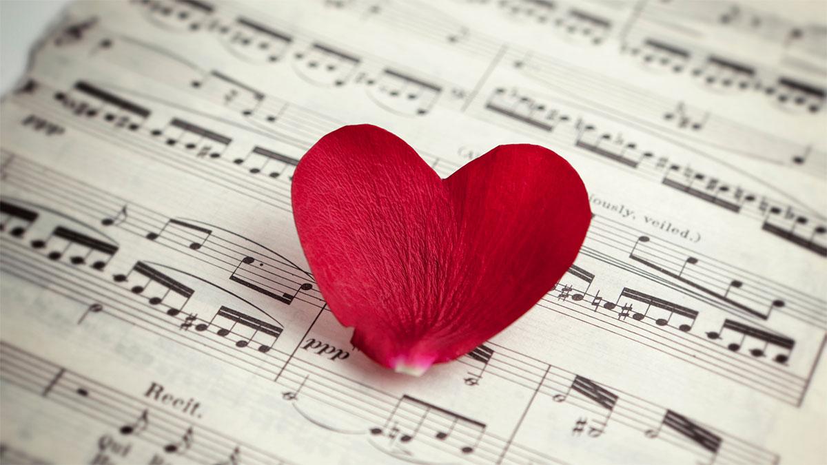 paper heart on sheet music