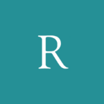 A white letter R on a solid teal background.