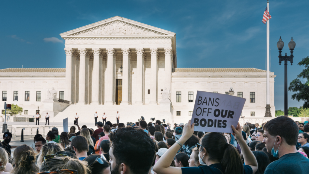 people protesting in front of the supreme court