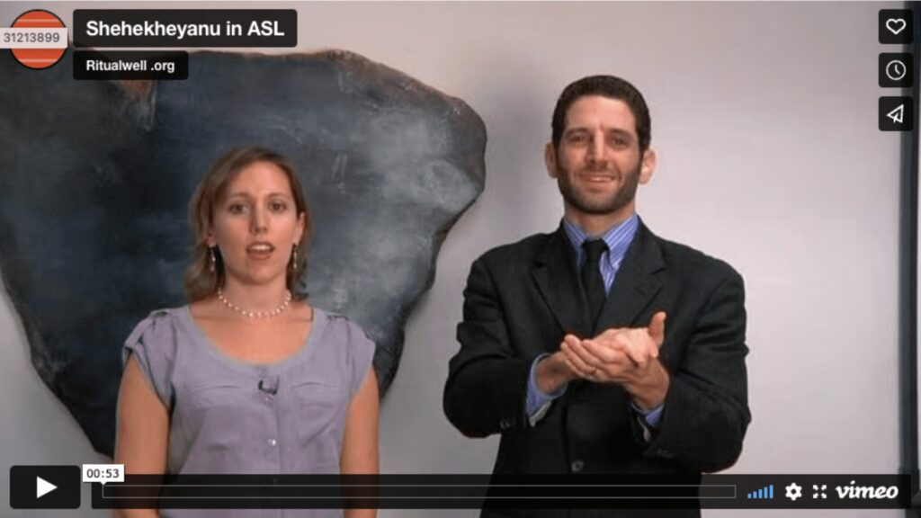 Rabbis Roni Handler and Darby Leigh perform the Shehekheyanu blessing in American Sign Language