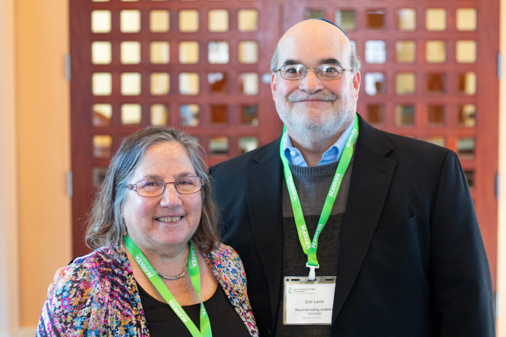 Jackie Land poses with her husband, Eric, at a Reconstructing Judaism event.