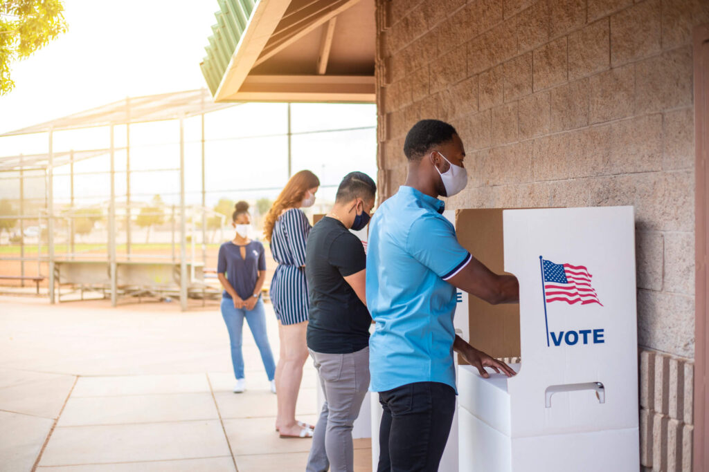 Voters at a polling location.