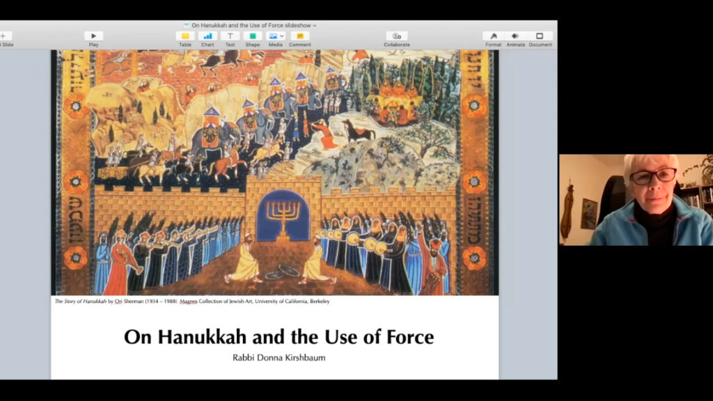screen shot of zoom session with Rabbi Donna Kirshbaum