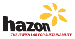 Hazon logo with yellow sunburst and text: The Jewish Lab for Sustainability.