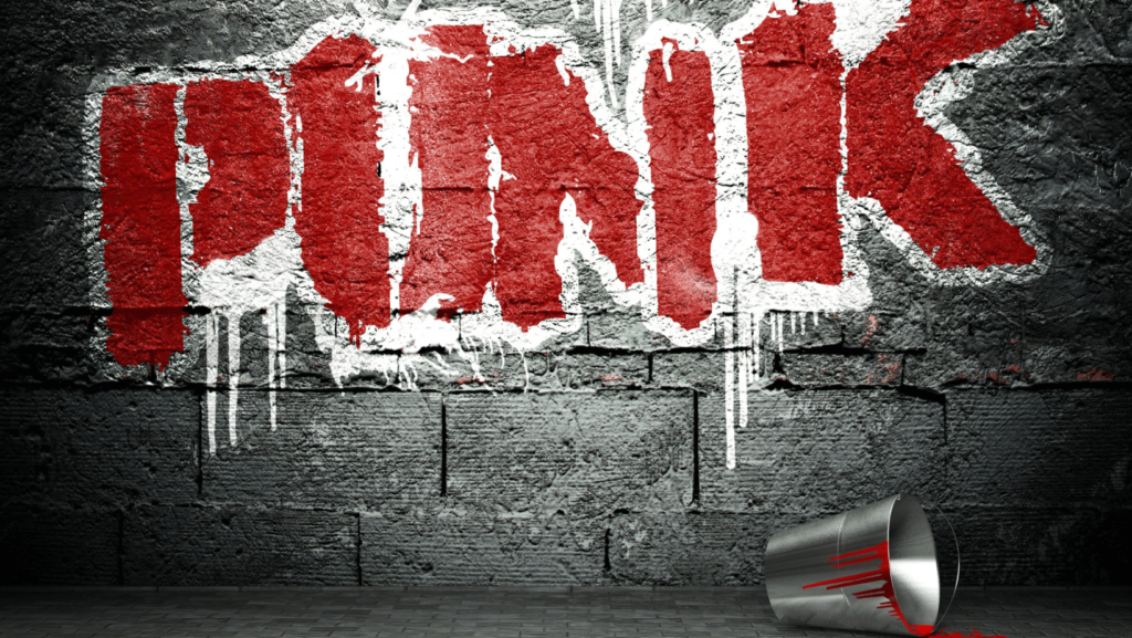 The word PUNK spray-painted on a concrete wall