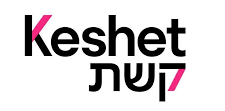 Logo with Keshet in bold black letters and pink accents, accompanied by Hebrew script underneath.