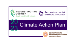 Logo for the 2023 Climate Action Plan by Reconstructing Judaism and Jewish Climate Leadership Coalition.