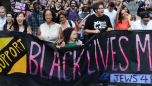 Demonstrators at a Black Lives Matter march