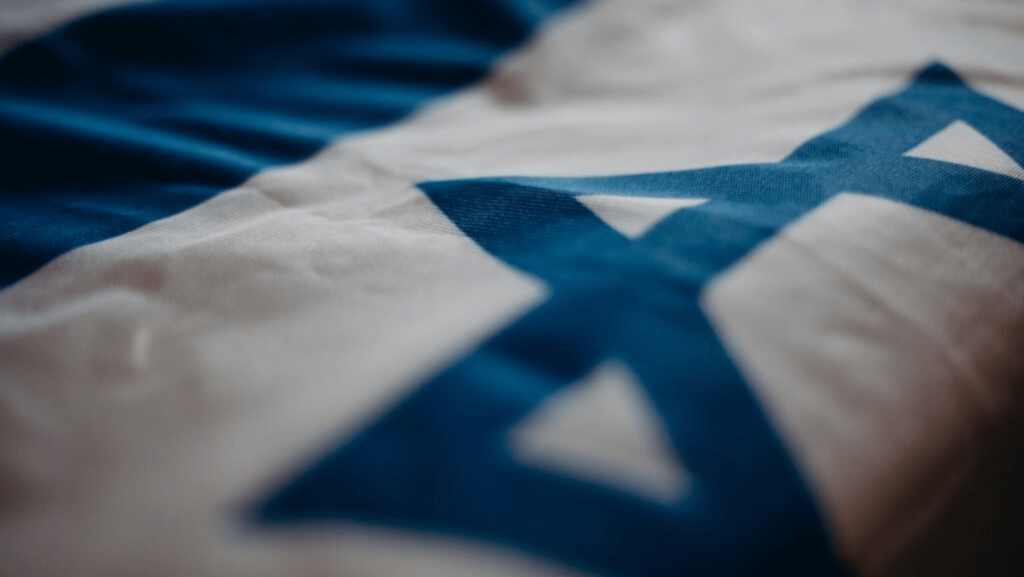 Close-up of the Israeli flag