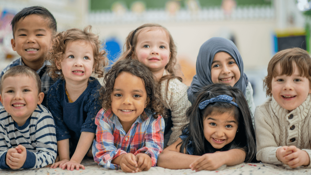 a multicultural group of small children