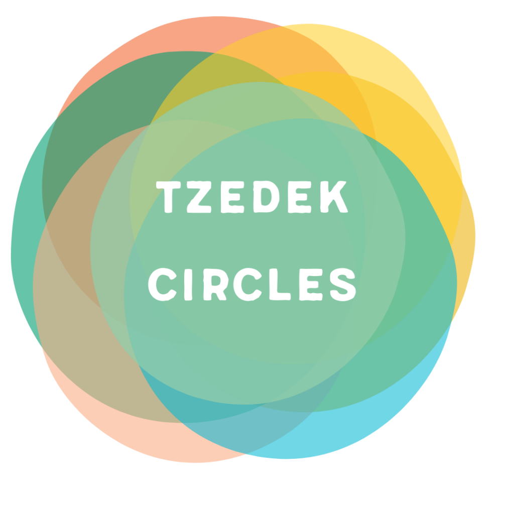 Overlapping colorful circles with Tzedek Circles text in the center.