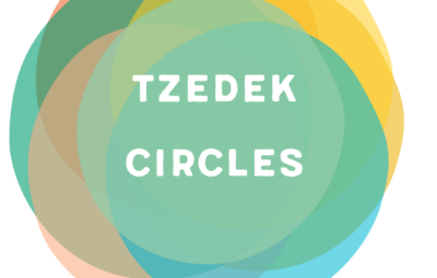 Overlapping colorful circles with Tzedek Circles text in the center.