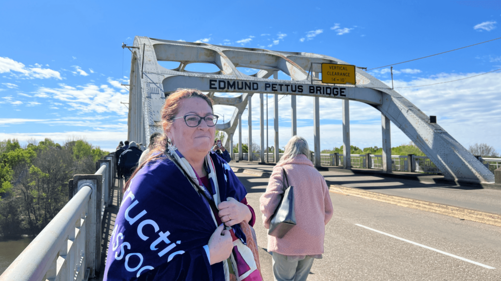 Rabbi Elyse Wechterman at the Edmund Pettus Bridge