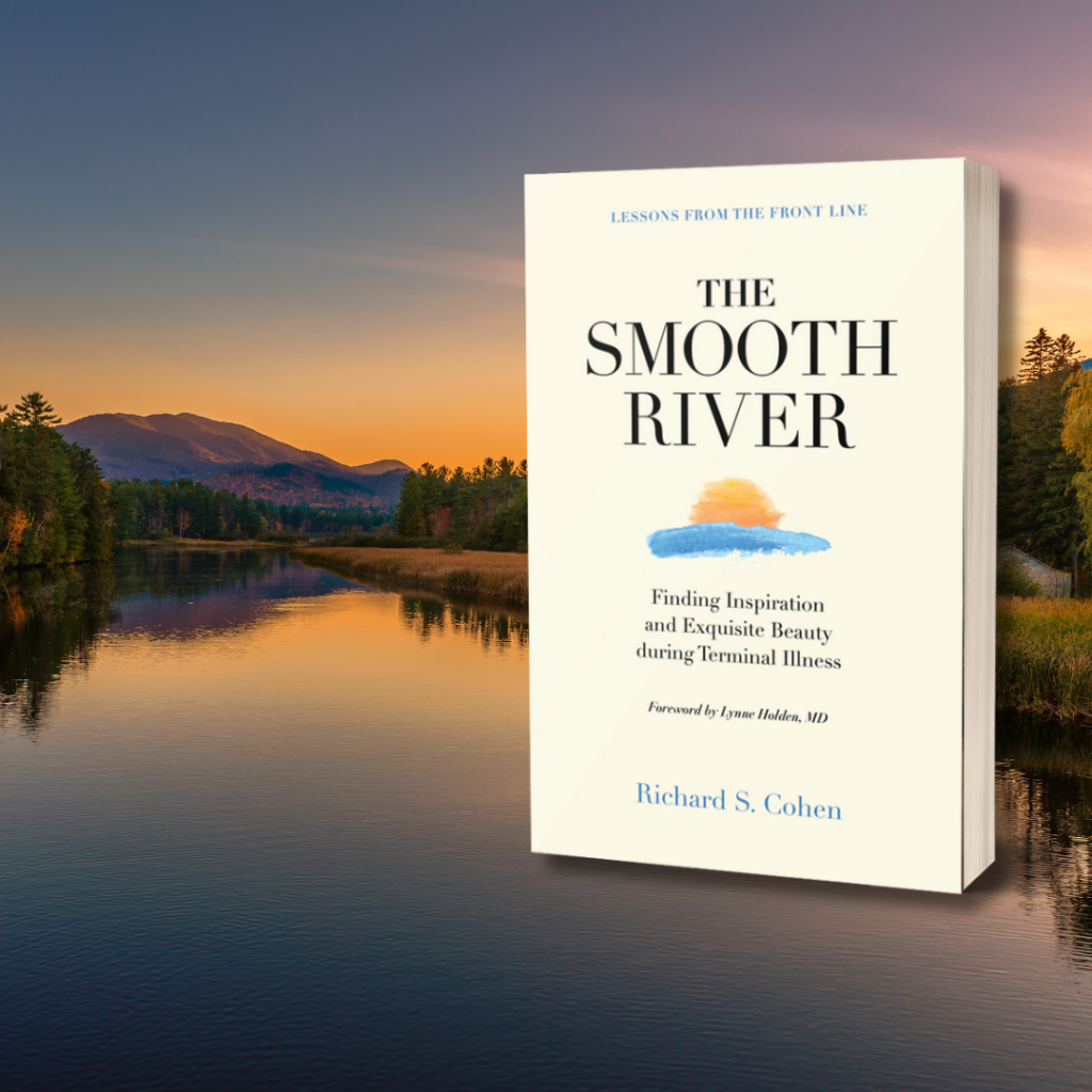 Book cover of The Smooth River against a serene lake and mountain backdrop at sunset.
