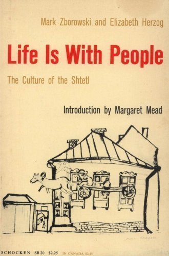 Cover of Life Is With People, featuring an illustration of a house with a cow on the roof.