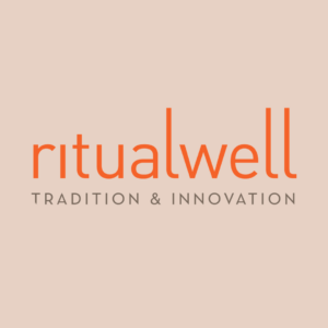 Ritualwell logo with text Tradition & Innovation on a light pink background.