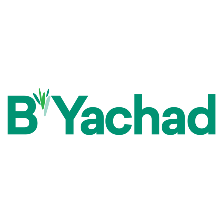Text logo reading B’Yachad in green, with grass-like design on the B.