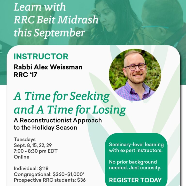 Course flyer with a photo of Rabbi Weissman, details, pricing, and a green REGISTER TODAY button.